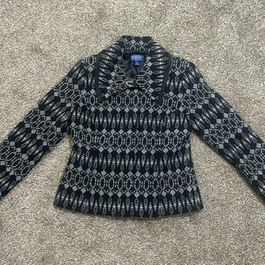 Pendleton virgin wool Aztec houndstooth jacket. Small petite